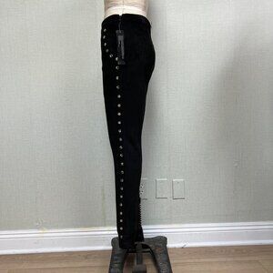 NWT Deadstock 2000s Silver Studded Faux Suede Nasty Gal Skinny Pants Medium
